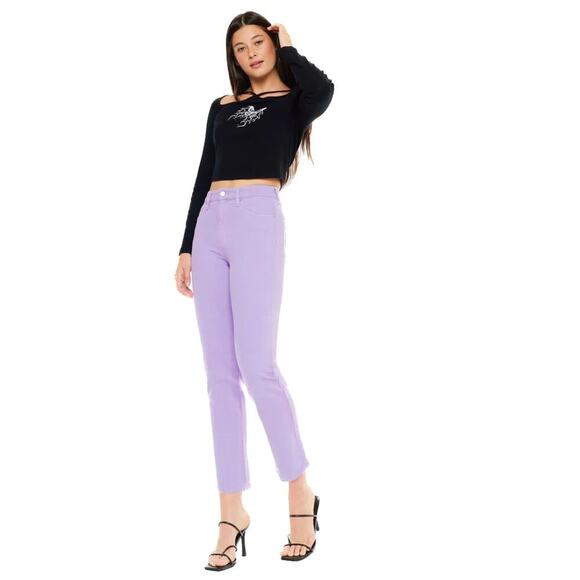 KANCAN Zandria Ultra High Rise 90's Straight Leg Denim Jeans Lavender NWT 10 30W - Picture 1 of 9